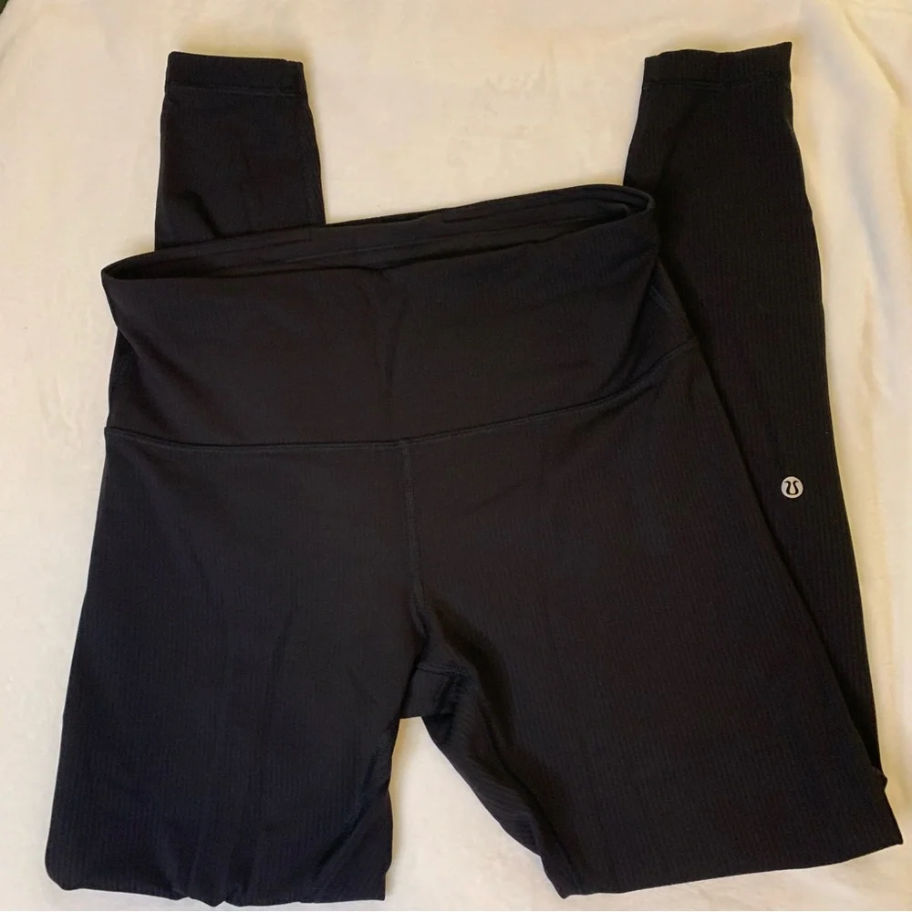 Lululemon Ribbed Wunder Train Leggings Full Length Black